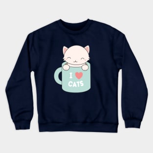 Kawaii Cute I love cats t-shirt Crewneck Sweatshirt